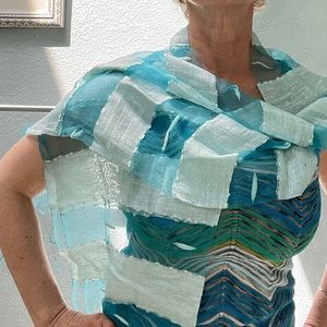 Linen/viscose turquoise scarf